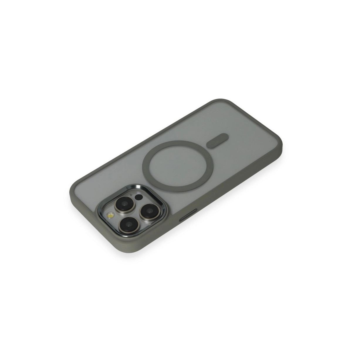 Apple İphone 15 Pro Max Kılıf Room Magneticsafe Silikon - Gri