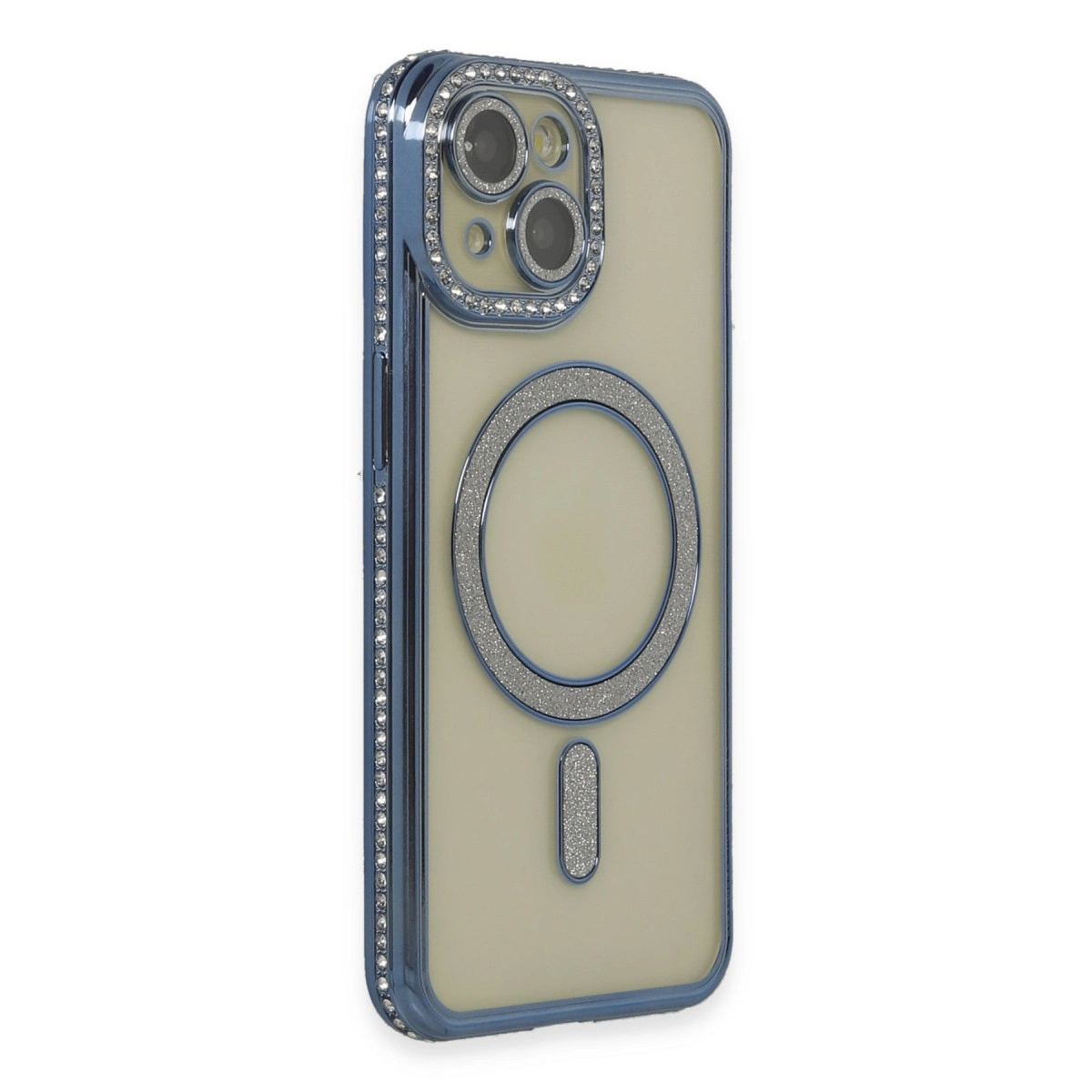 Apple İphone 15 Kılıf Joke Simli Magneticsafe Kılıf - Lacivert