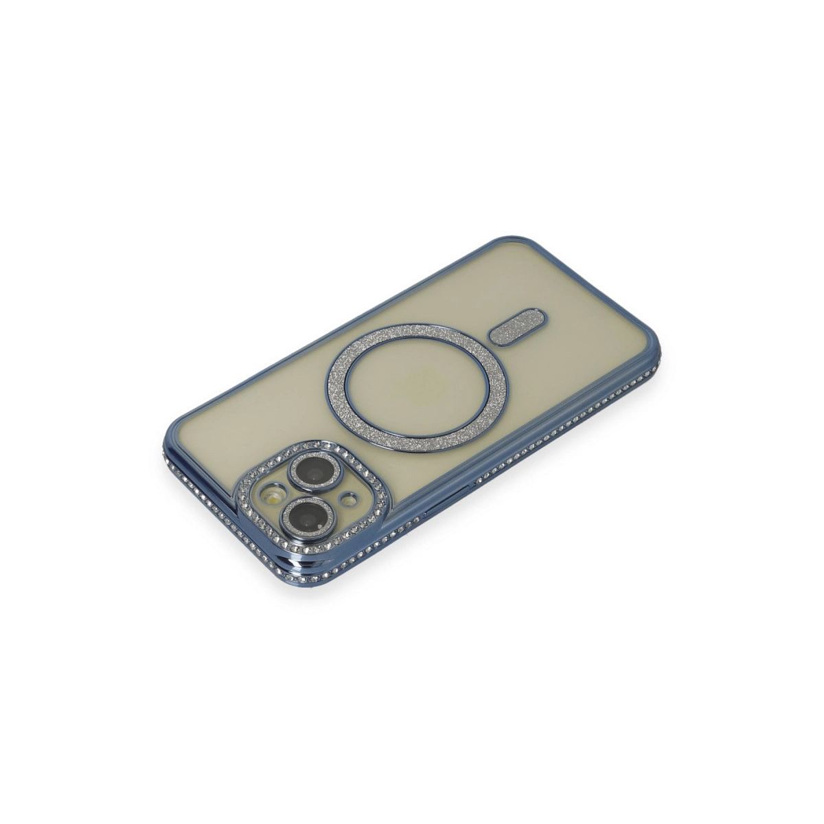 Apple İphone 15 Kılıf Joke Simli Magneticsafe Kılıf - Lacivert