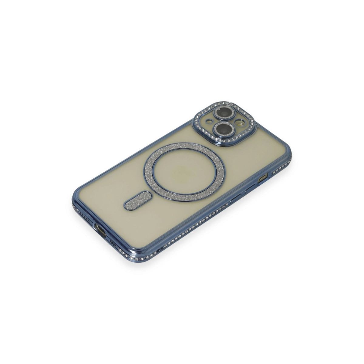 Apple İphone 15 Kılıf Joke Simli Magneticsafe Kılıf - Lacivert