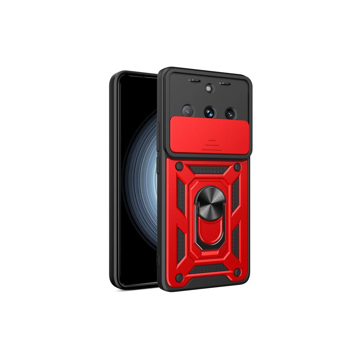 Realme 11 Pro Kılıf Pars Lens Yüzüklü Silikon - Kırmızı