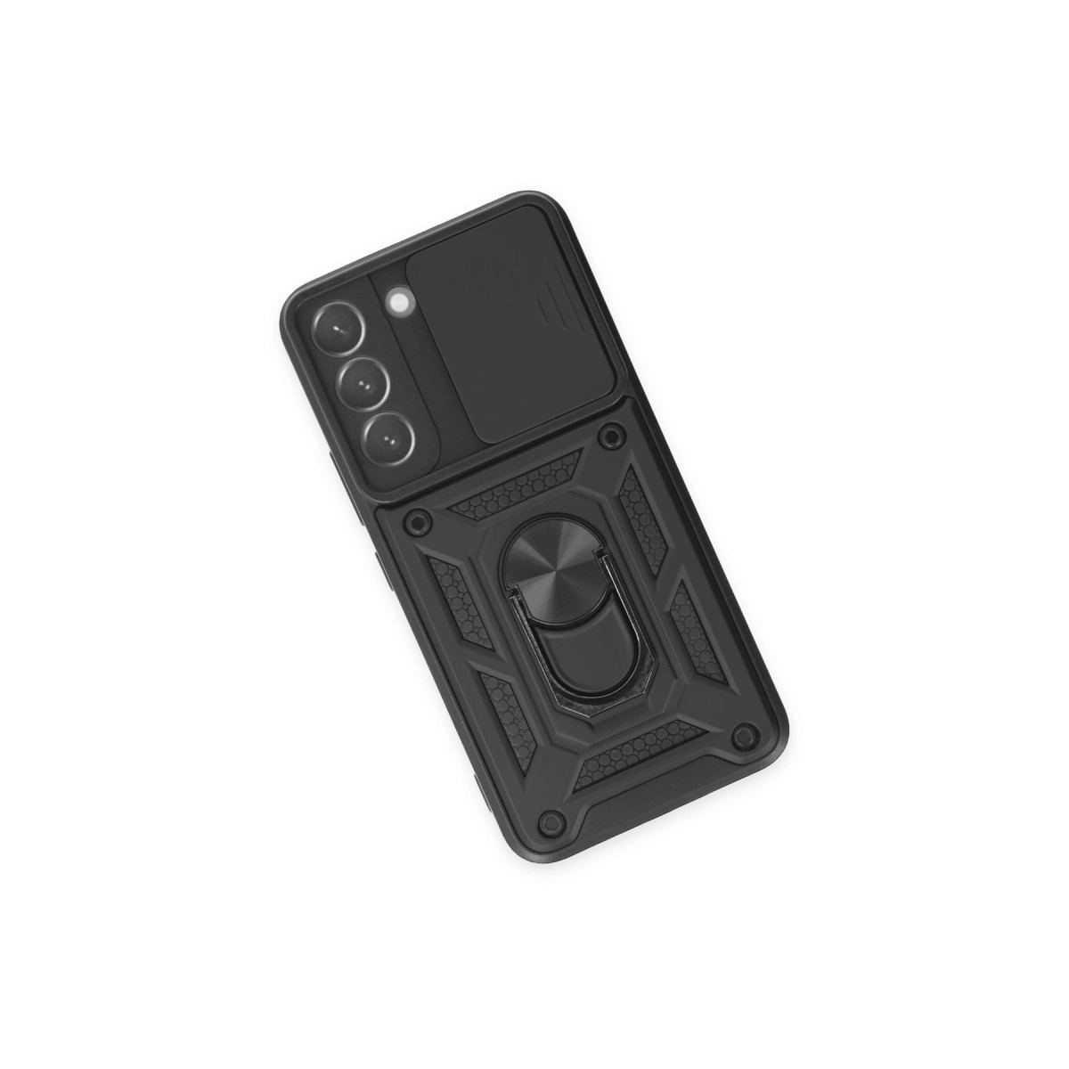 Samsung Galaxy S23 Fe Kılıf Pars Lens Yüzüklü Silikon - Siyah