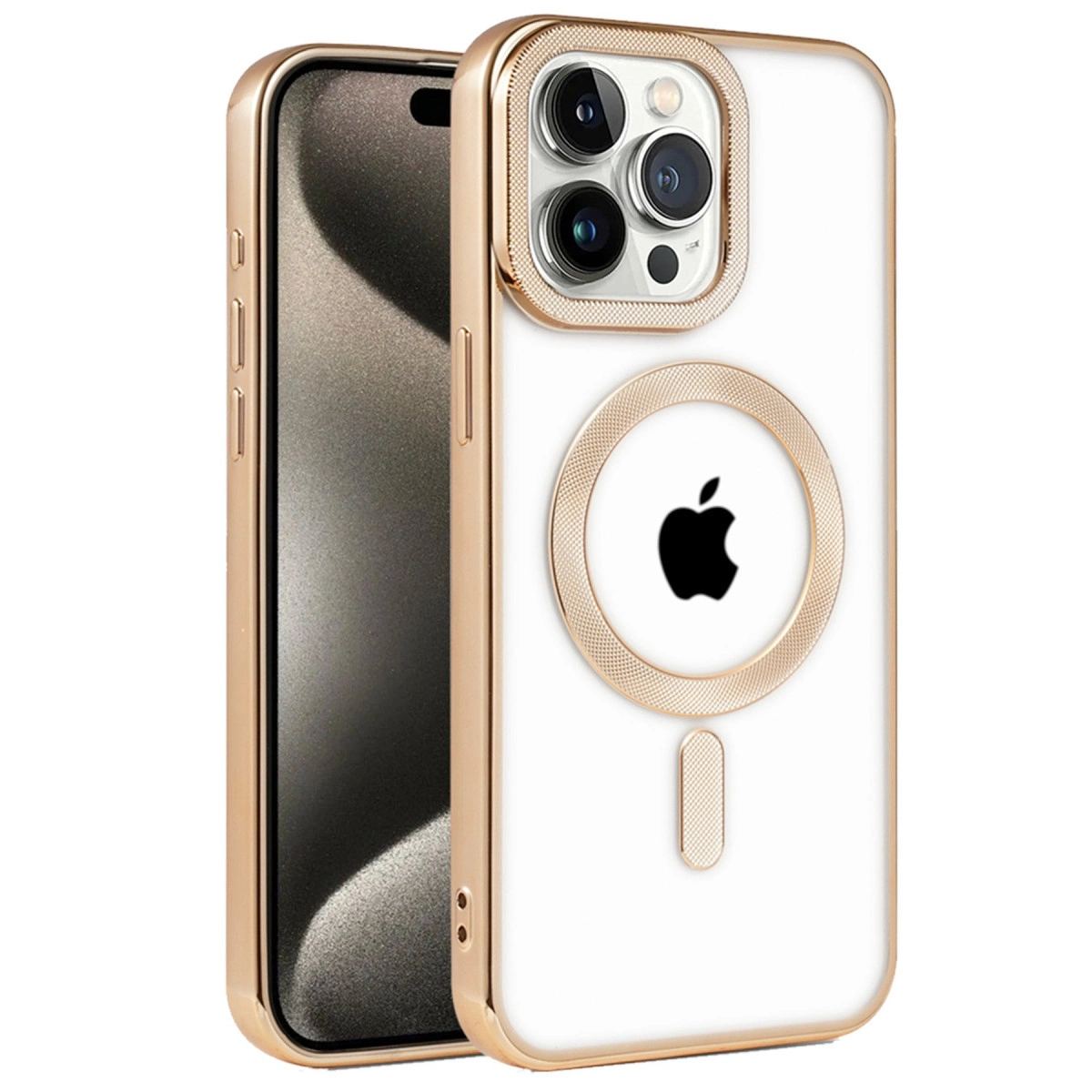 Apple İphone 14 Pro Kılıf Kronos Magsafe Kapak - Gold