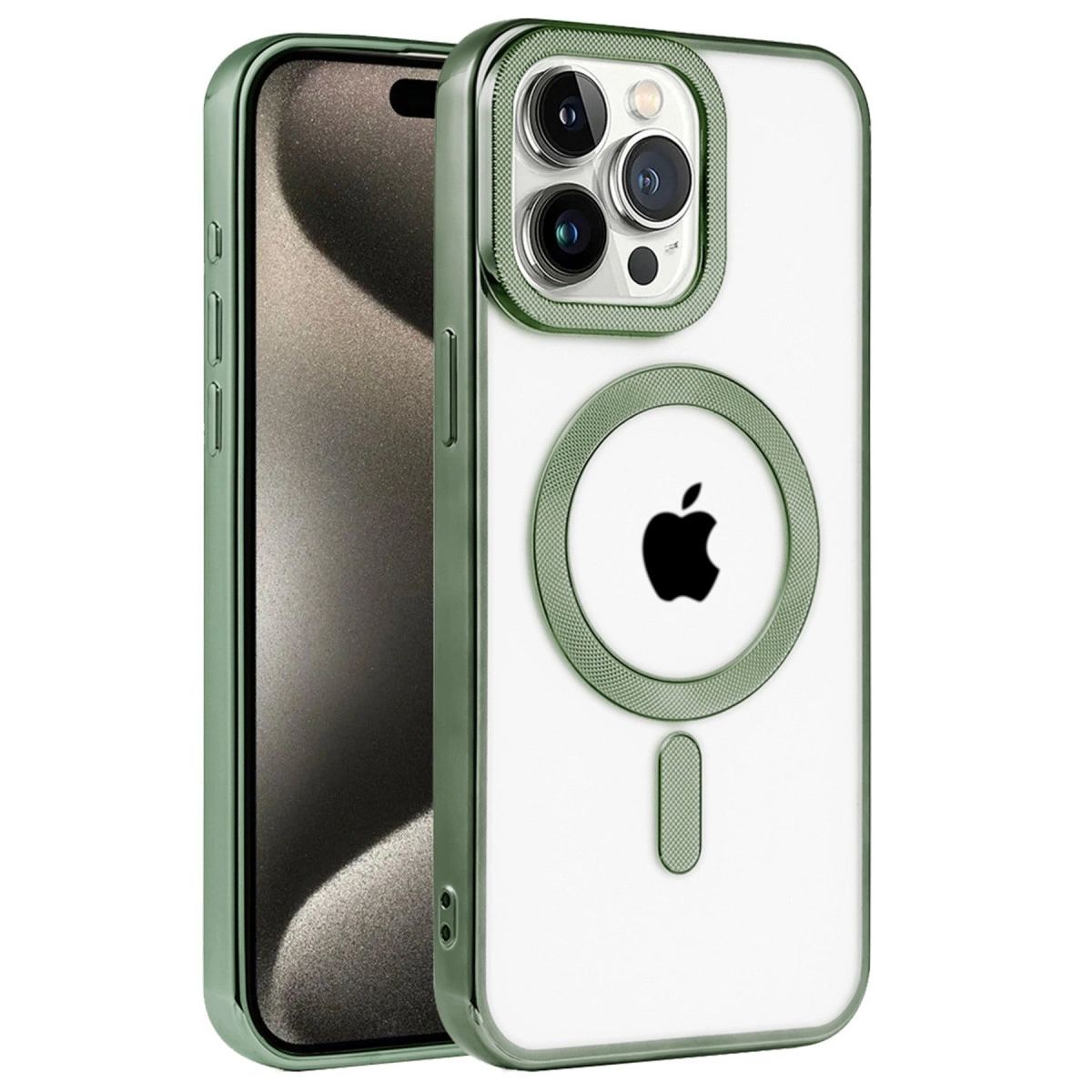 Apple İphone 14 Pro Max Kılıf Kronos Magsafe Kapak - Koyu Yeşil