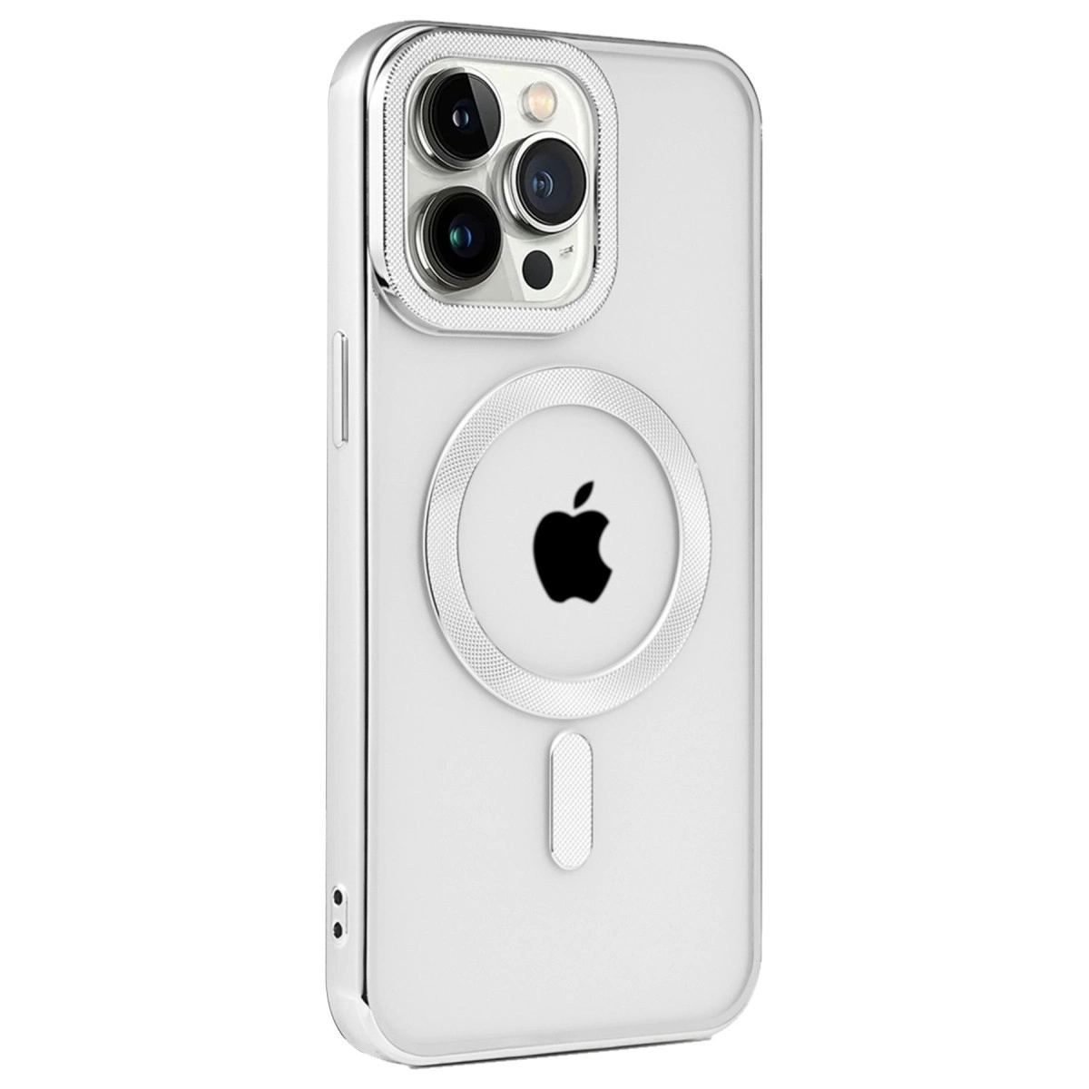 Apple İphone 15 Pro Max Kılıf Kronos Magsafe Kapak - Gümüş