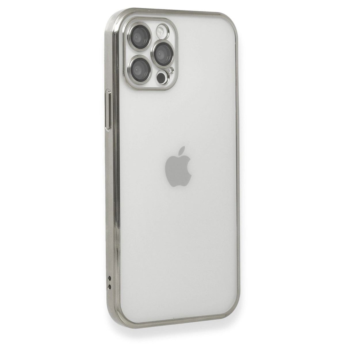 Apple İphone 12 Pro Kılıf Razer Lensli Silikon - Gümüş