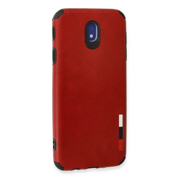 Samsung Galaxy J7 Pro / J730 Kılıf Loop Deri Silikon - Kırmızı