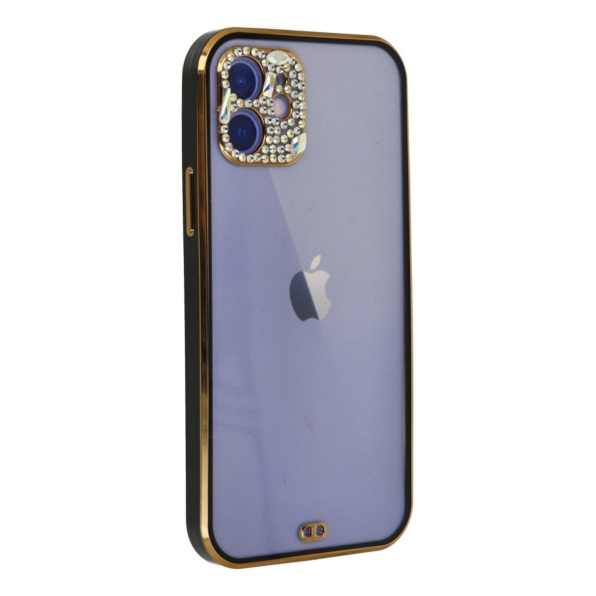 Apple İphone 12 Kılıf Liva Taşlı Silikon - Siyah
