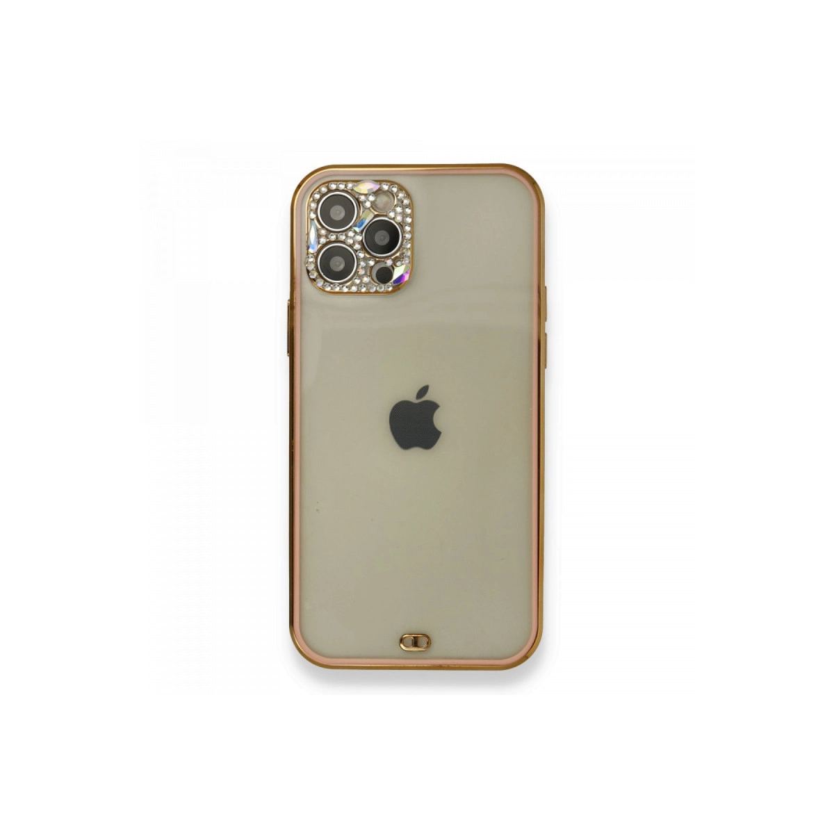 Apple İphone 12 Pro Kılıf Liva Taşlı Silikon - Pembe
