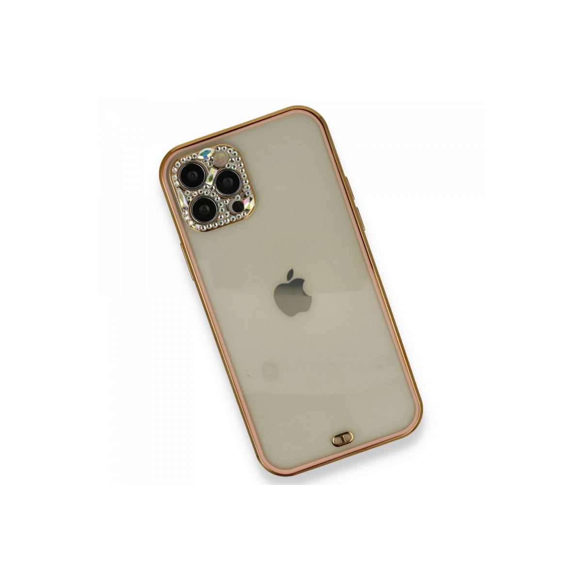 Apple İphone 12 Pro Kılıf Liva Taşlı Silikon - Pembe