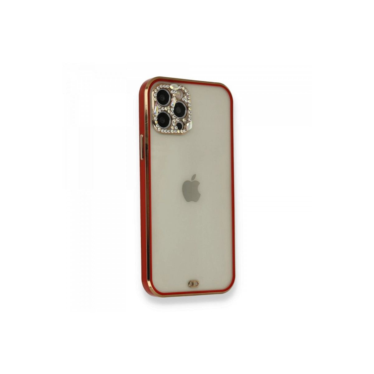 Apple İphone 12 Pro Kılıf Liva Taşlı Silikon - Kırmızı
