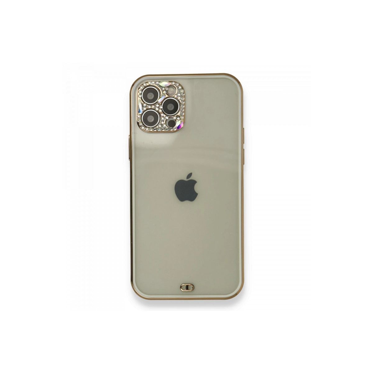 Apple İphone 12 Pro Kılıf Liva Taşlı Silikon - Beyaz