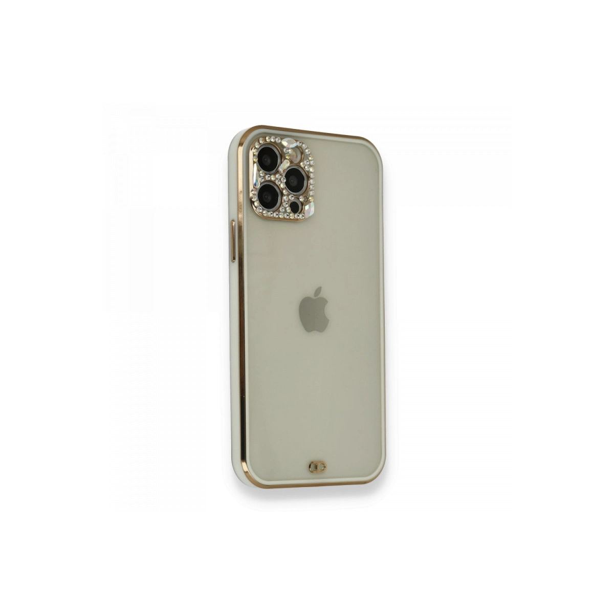 Apple İphone 12 Pro Kılıf Liva Taşlı Silikon - Beyaz