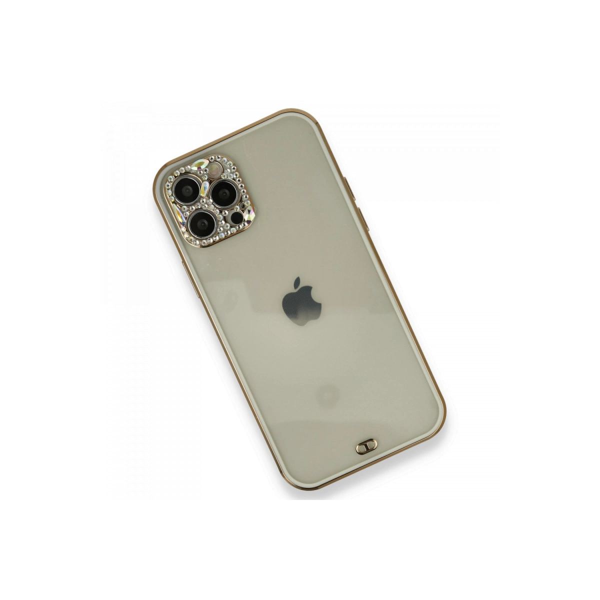 Apple İphone 12 Pro Kılıf Liva Taşlı Silikon - Beyaz