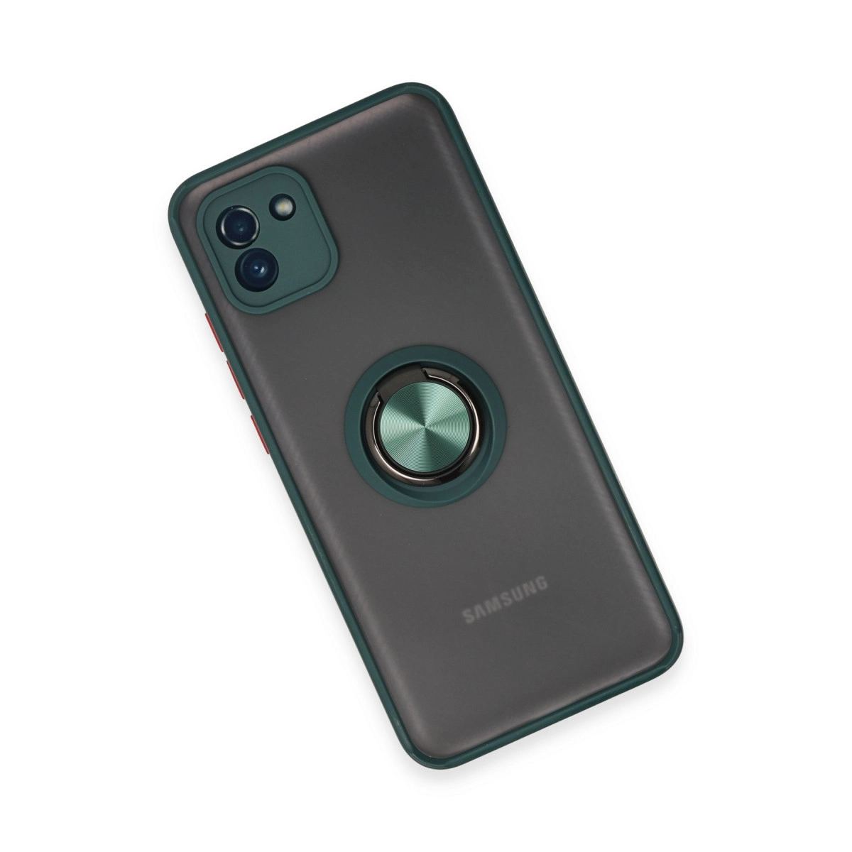 Samsung Galaxy A03 Kılıf Montreal Yüzüklü Silikon Kapak - Yeşil
