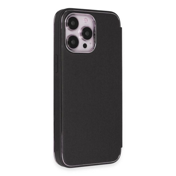 Apple İphone 13 Pro Max Kılıf Dolpin Kapaklı - Siyah