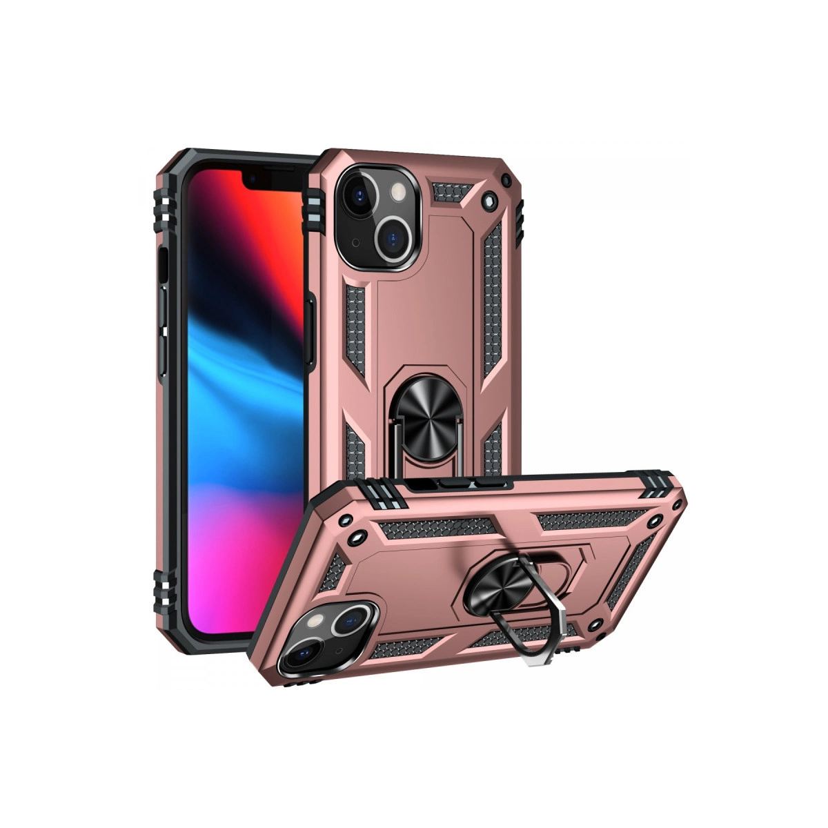 Apple İphone 13 Kılıf Sofya Yüzüklü Silikon Kapak - Rose