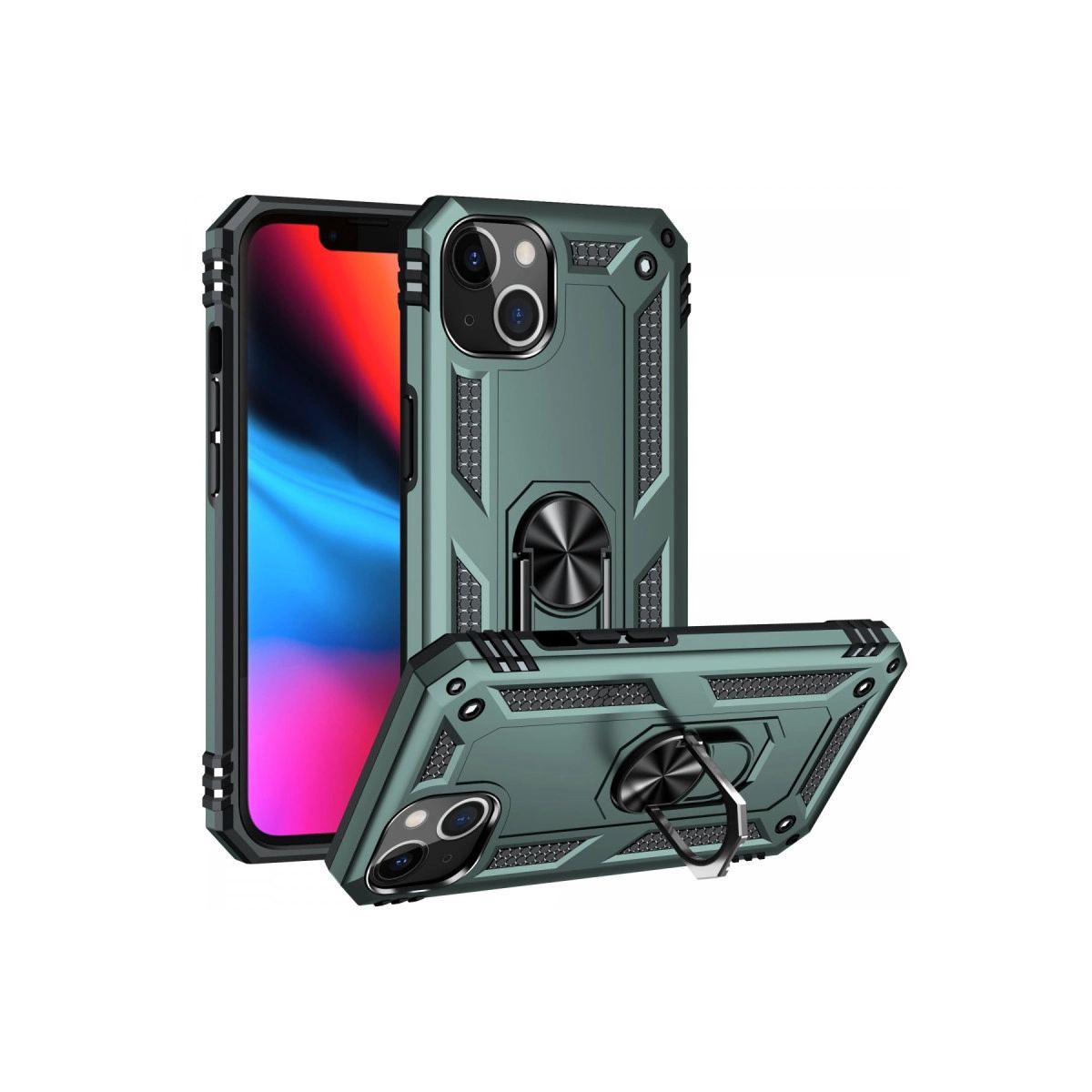 Apple İphone 13 Kılıf Sofya Yüzüklü Silikon Kapak - Yeşil
