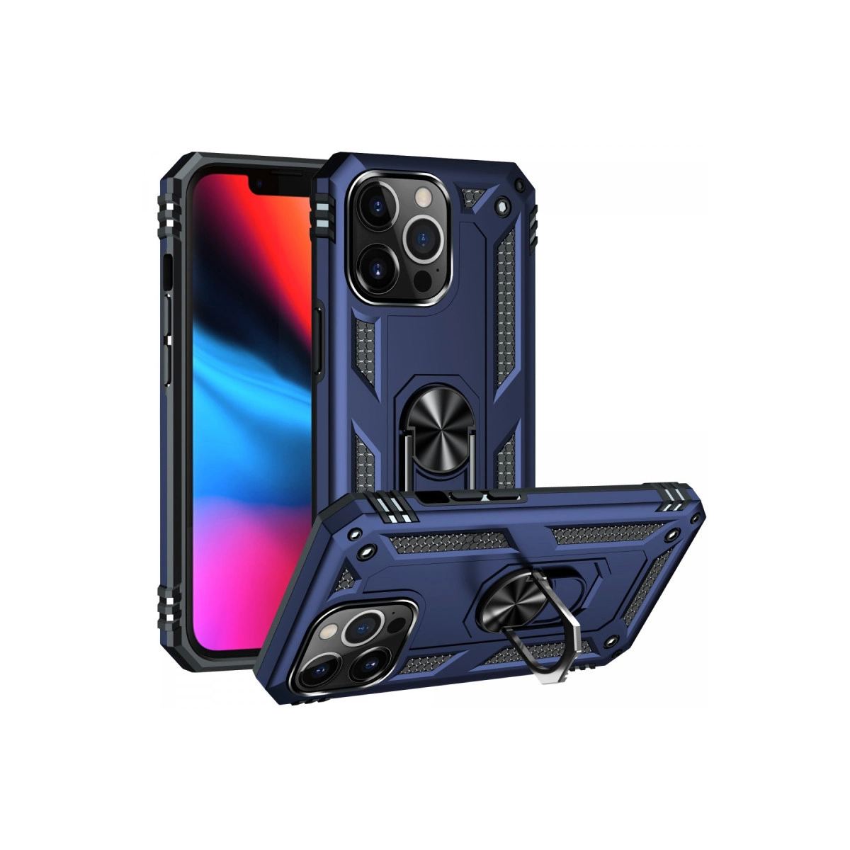 Apple İphone 13 Pro Kılıf Sofya Yüzüklü Silikon Kapak - Lacivert