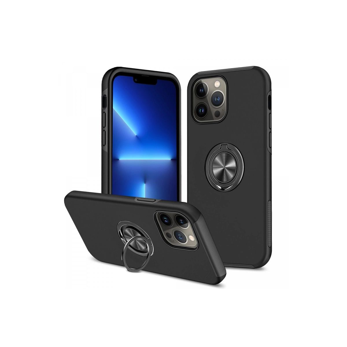 Apple İphone 13 Pro Kılıf Elit Yüzüklü Kapak - Siyah
