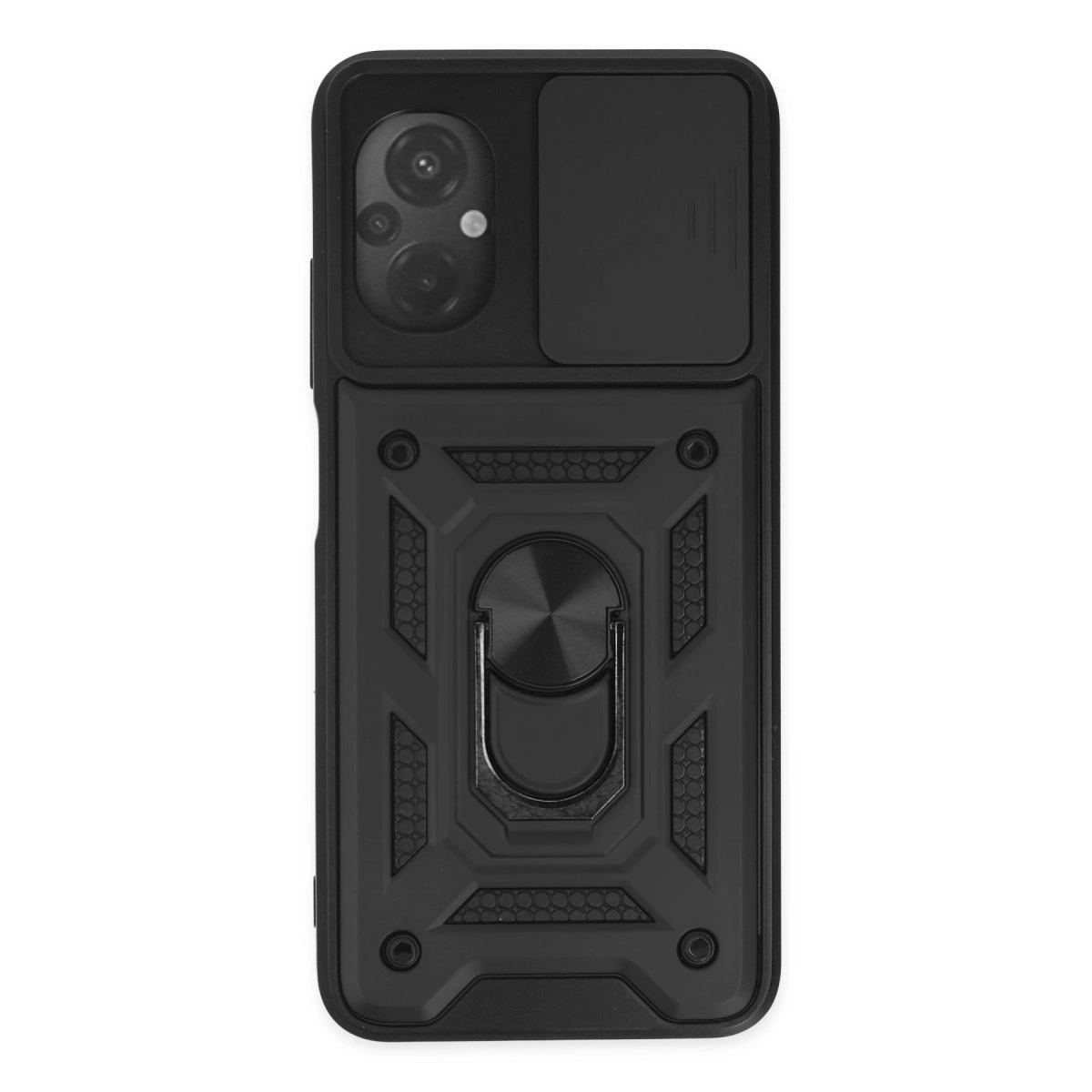 Xiaomi Poco M5 Kılıf Pars Lens Yüzüklü Silikon - Siyah