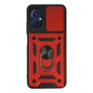 Xiaomi Poco M5 Kılıf Pars Lens Yüzüklü Silikon - Kırmızı