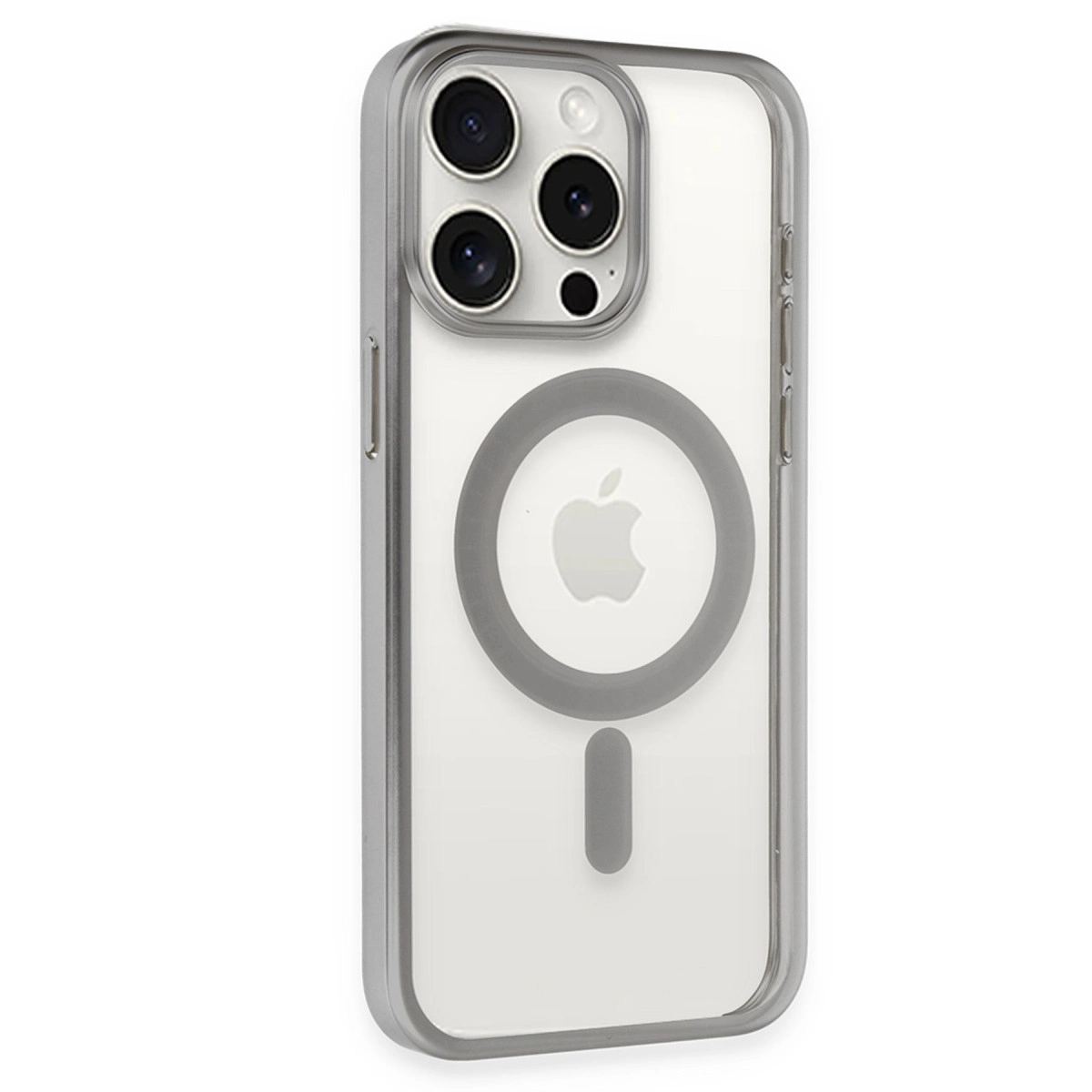 Apple İphone 15 Pro Kılıf Erozi Magsafe Kapak - Gümüş