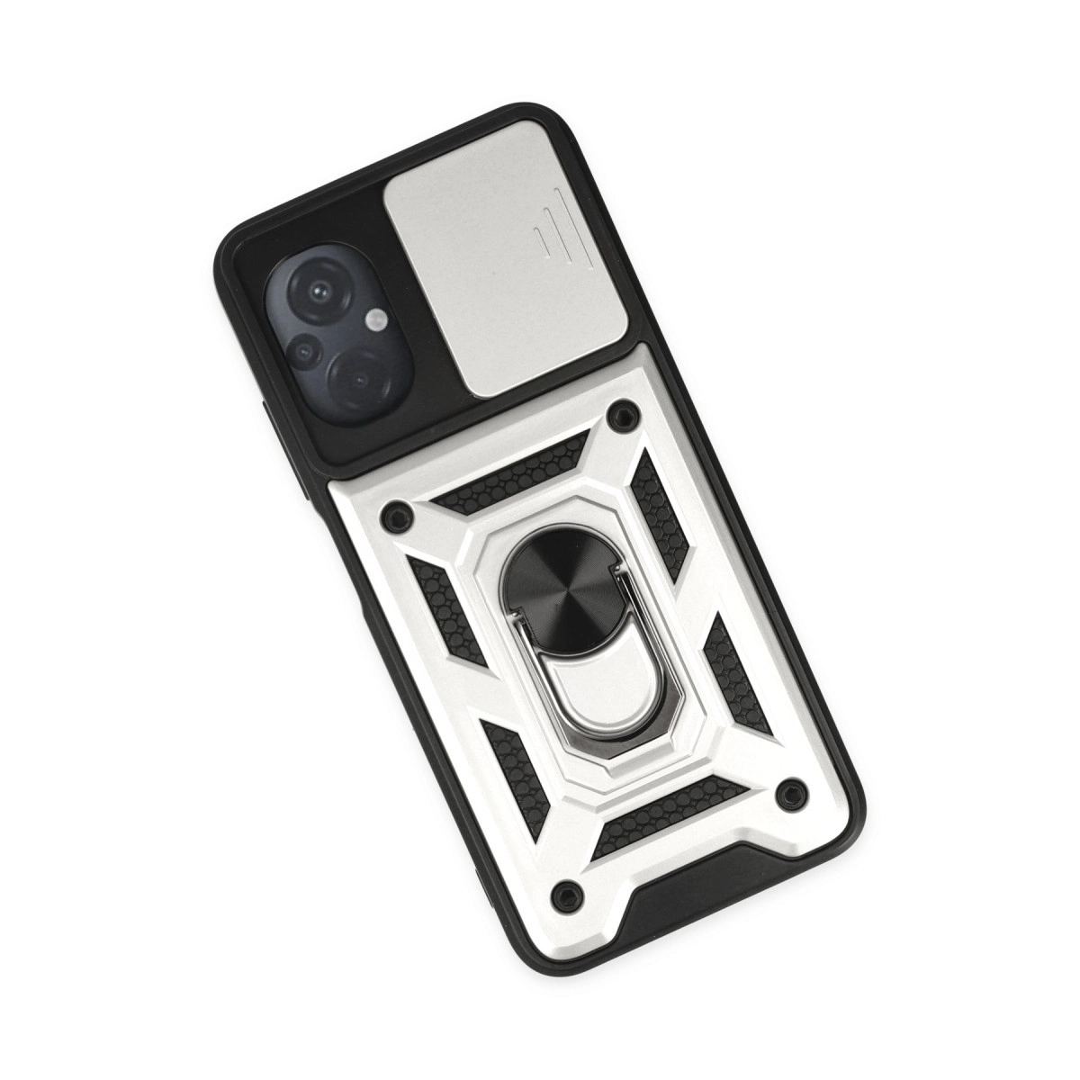 Xiaomi Poco M5 Kılıf Pars Lens Yüzüklü Silikon - Gümüş