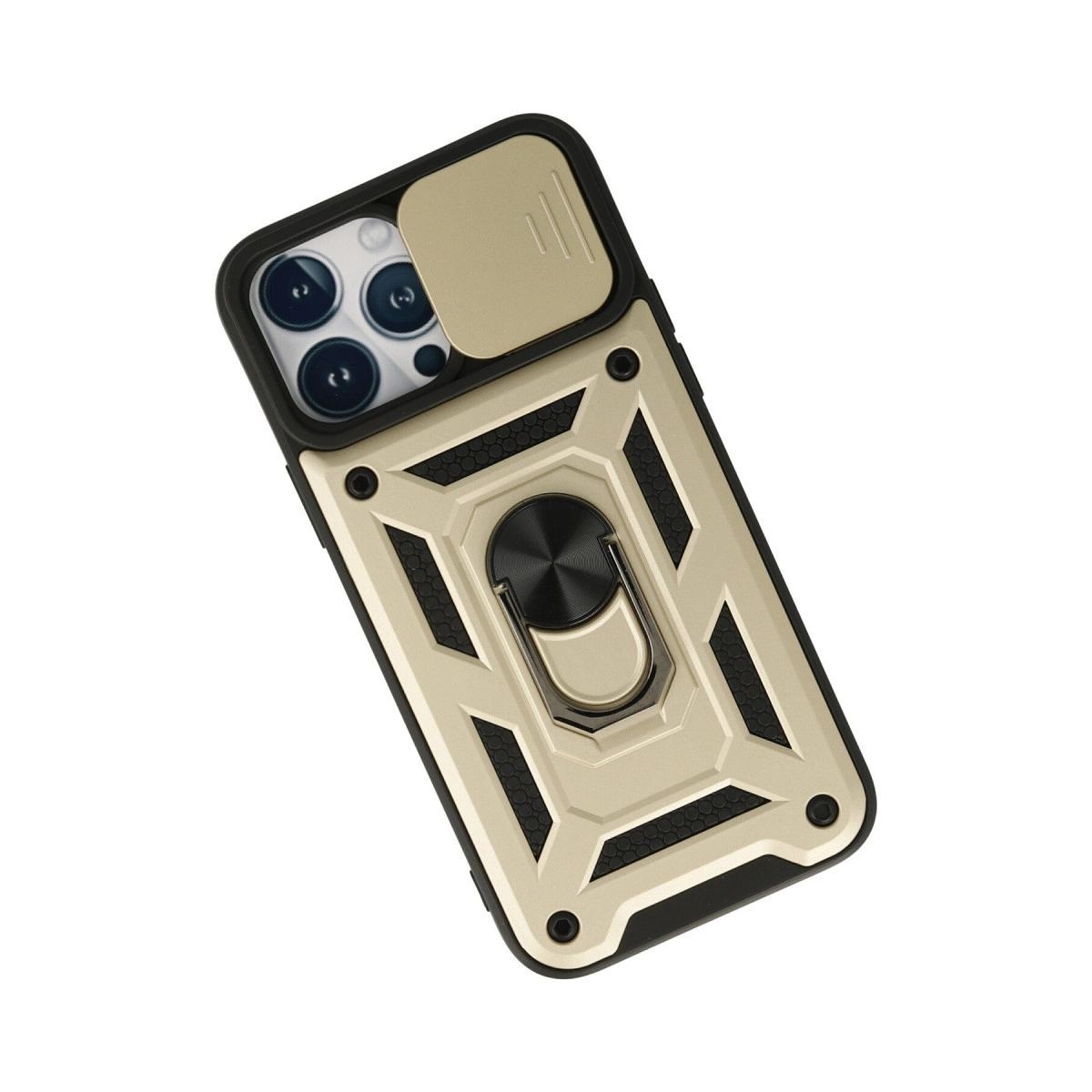 Apple İphone 13 Pro Kılıf Pars Lens Yüzüklü Silikon - Gold