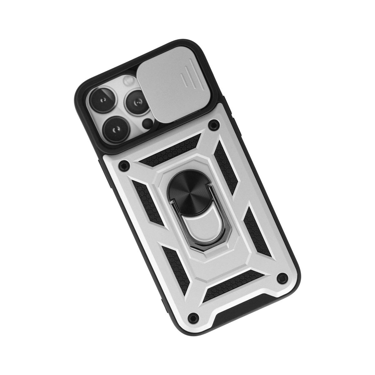 Apple İphone 13 Pro Kılıf Pars Lens Yüzüklü Silikon - Gümüş