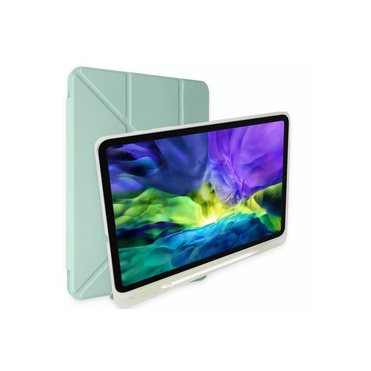 Apple İpad 2022 10.9 (10.nesil) Kılıf Kalemlikli Mars Tablet Kılıfı - Açık Yeşil