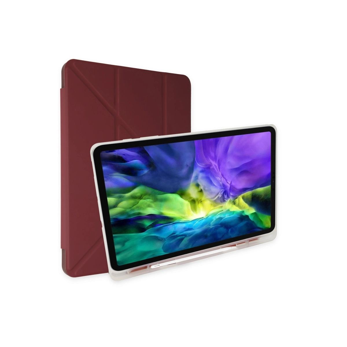 Apple İpad 2022 10.9 (10.nesil) Kılıf Kalemlikli Mars Tablet Kılıfı - Mürdüm