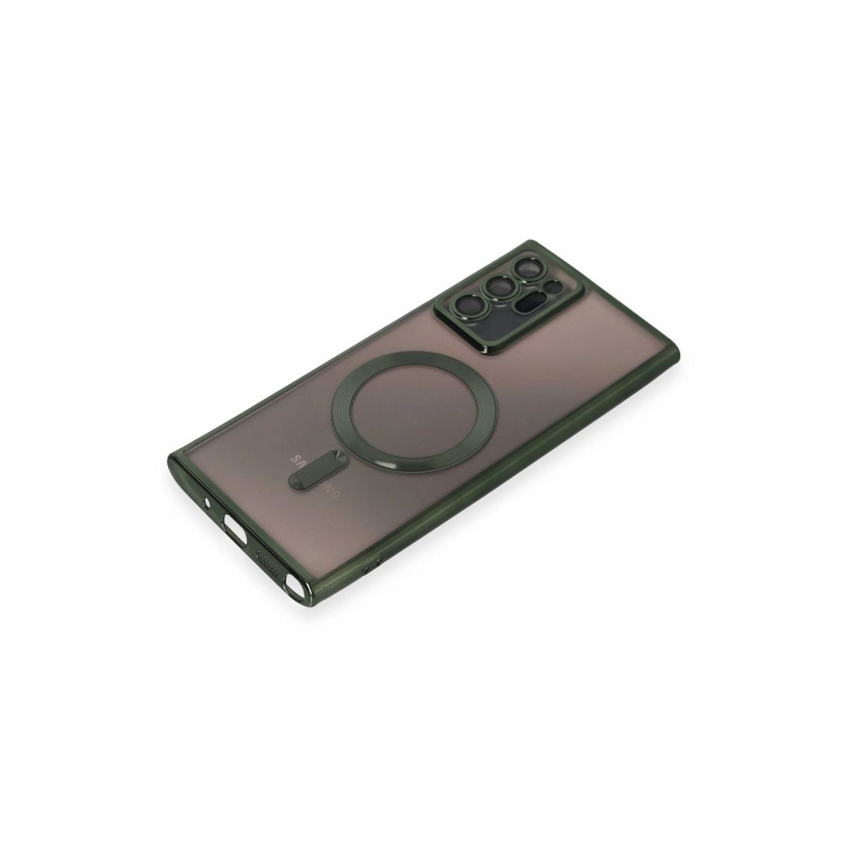Samsung Galaxy Note 20 Ultra Kılıf Kross Magneticsafe Kapak - Koyu Yeşil