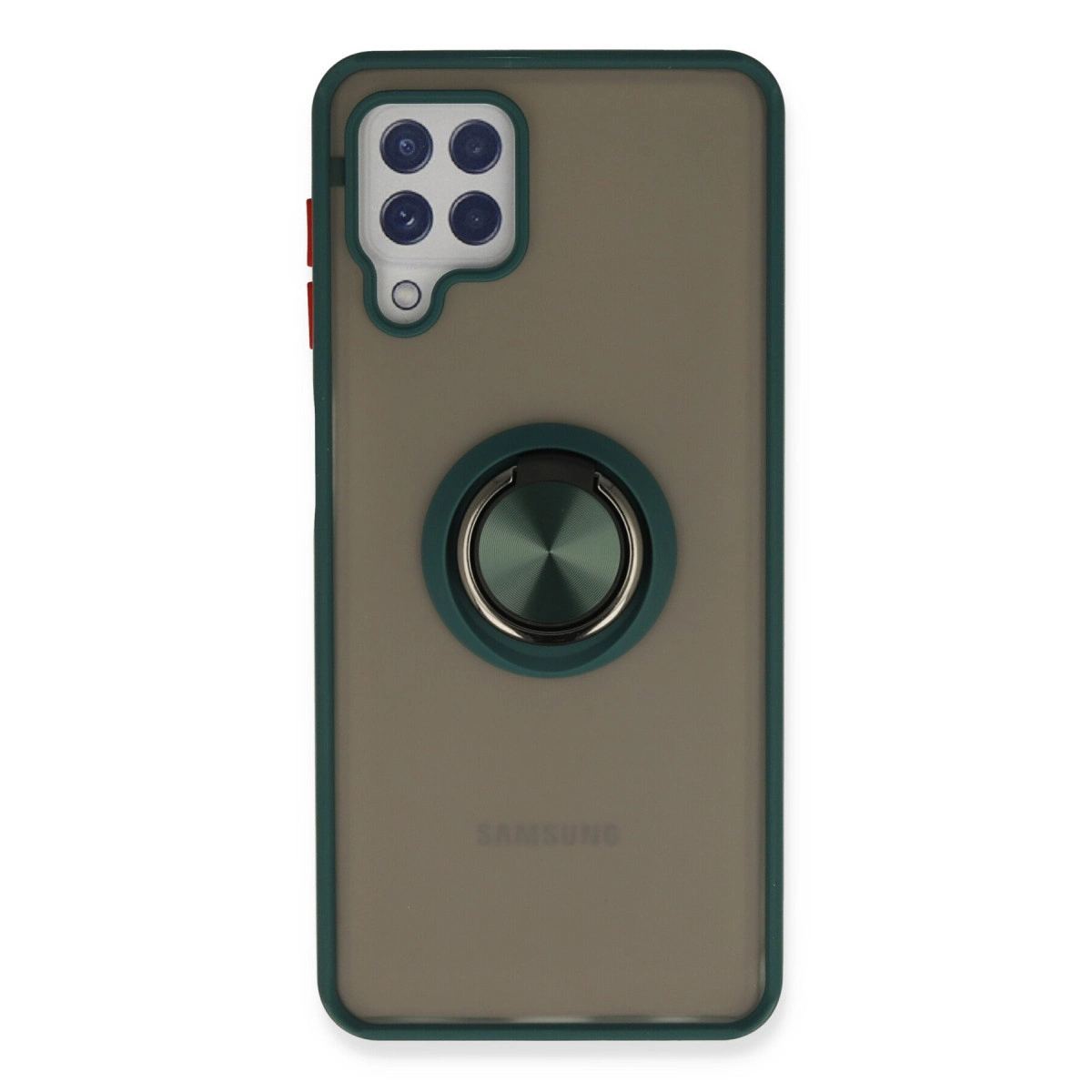 Samsung Galaxy A22 Kılıf Montreal Yüzüklü Silikon Kapak - Yeşil