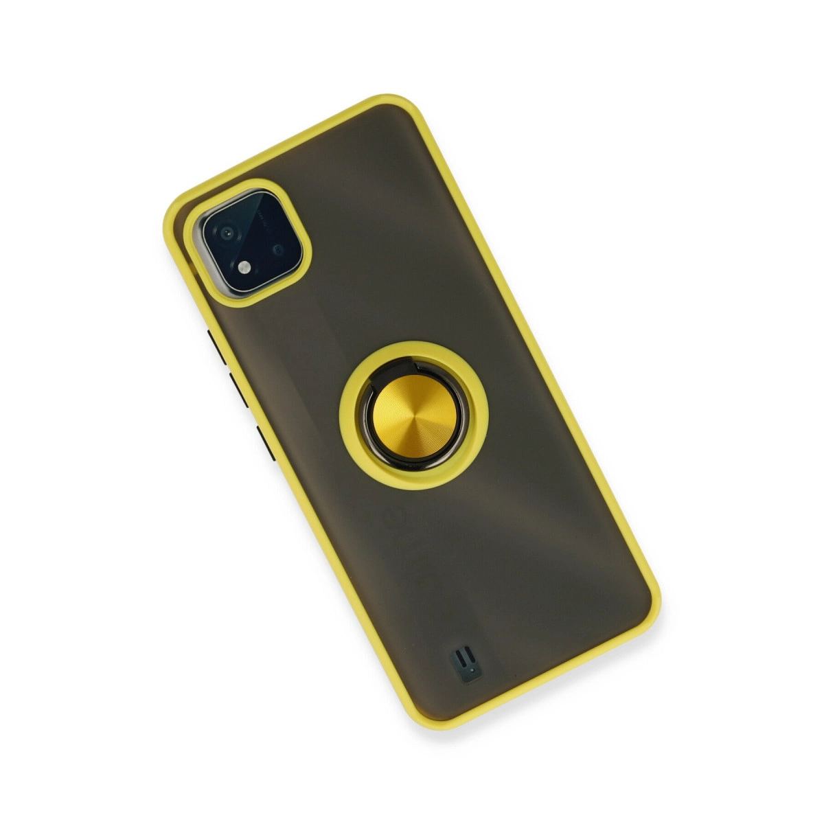 Realme C11 2021 Kılıf Montreal Yüzüklü Silikon Kapak - Sarı