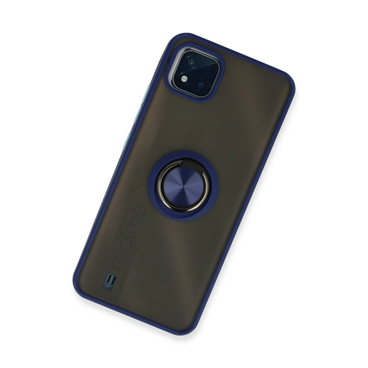 Realme C11 2021 Kılıf Montreal Yüzüklü Silikon Kapak - Lacivert