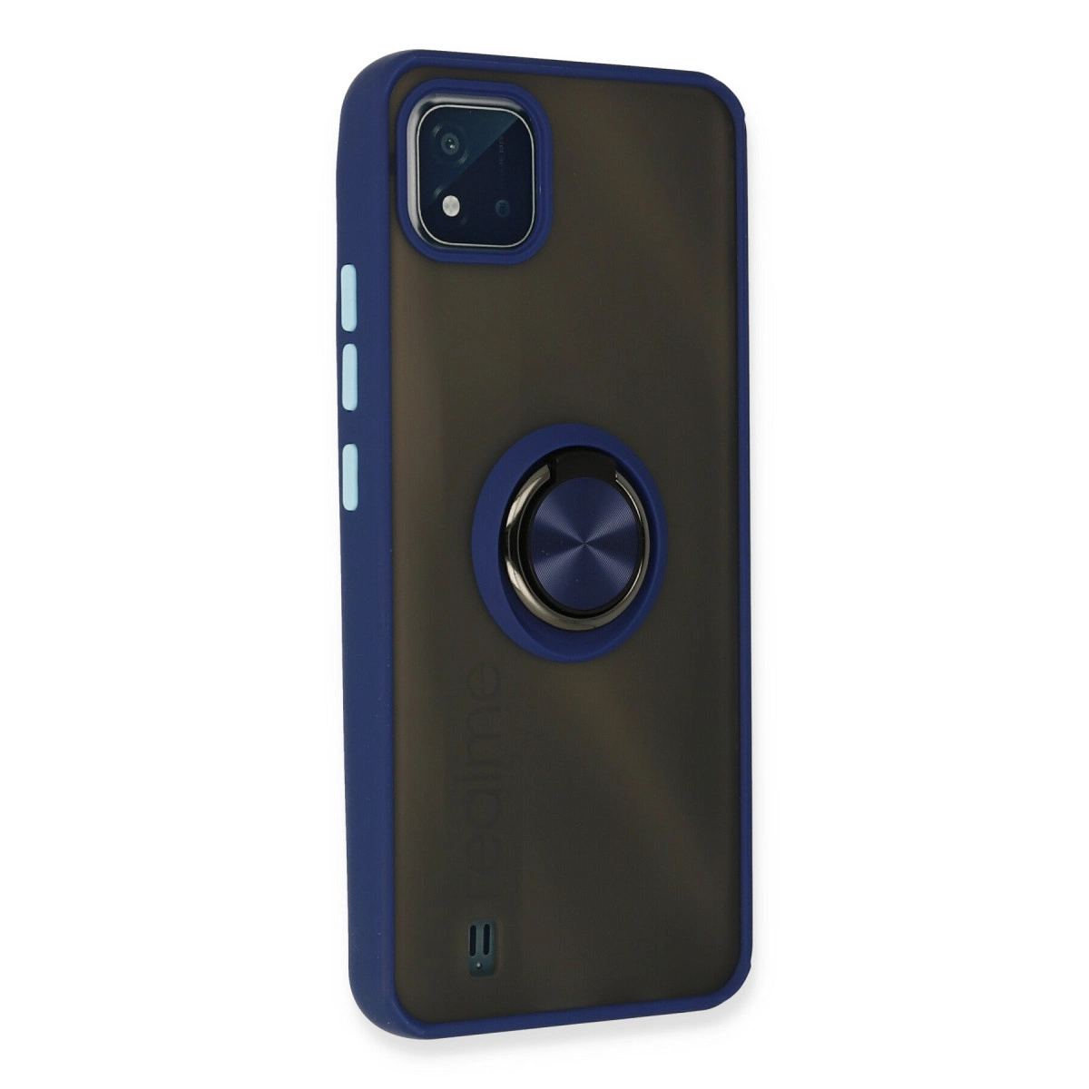 Realme C11 2021 Kılıf Montreal Yüzüklü Silikon Kapak - Lacivert
