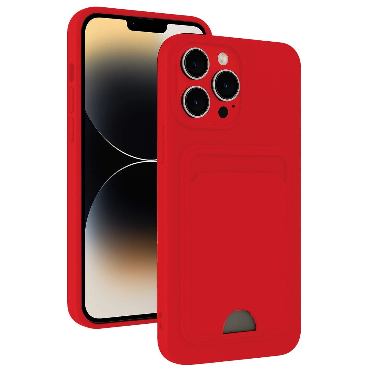 Apple İphone 13 Pro Kılıf Kelvin Kartvizitli Silikon - Kırmızı