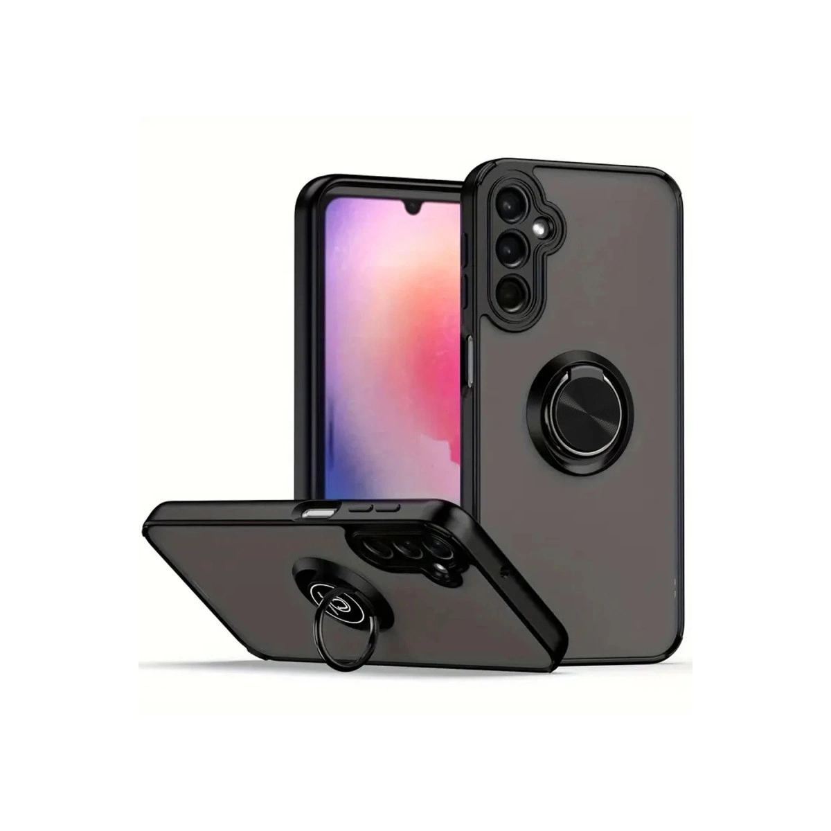 Samsung Galaxy A05s Kılıf Montreal Yüzüklü Silikon Kapak - Siyah