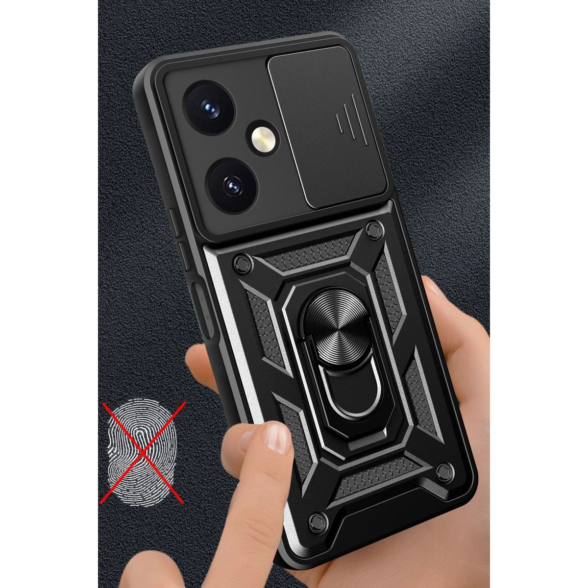 Vivo Y27 Kılıf Pars Lens Yüzüklü Silikon - Lacivert