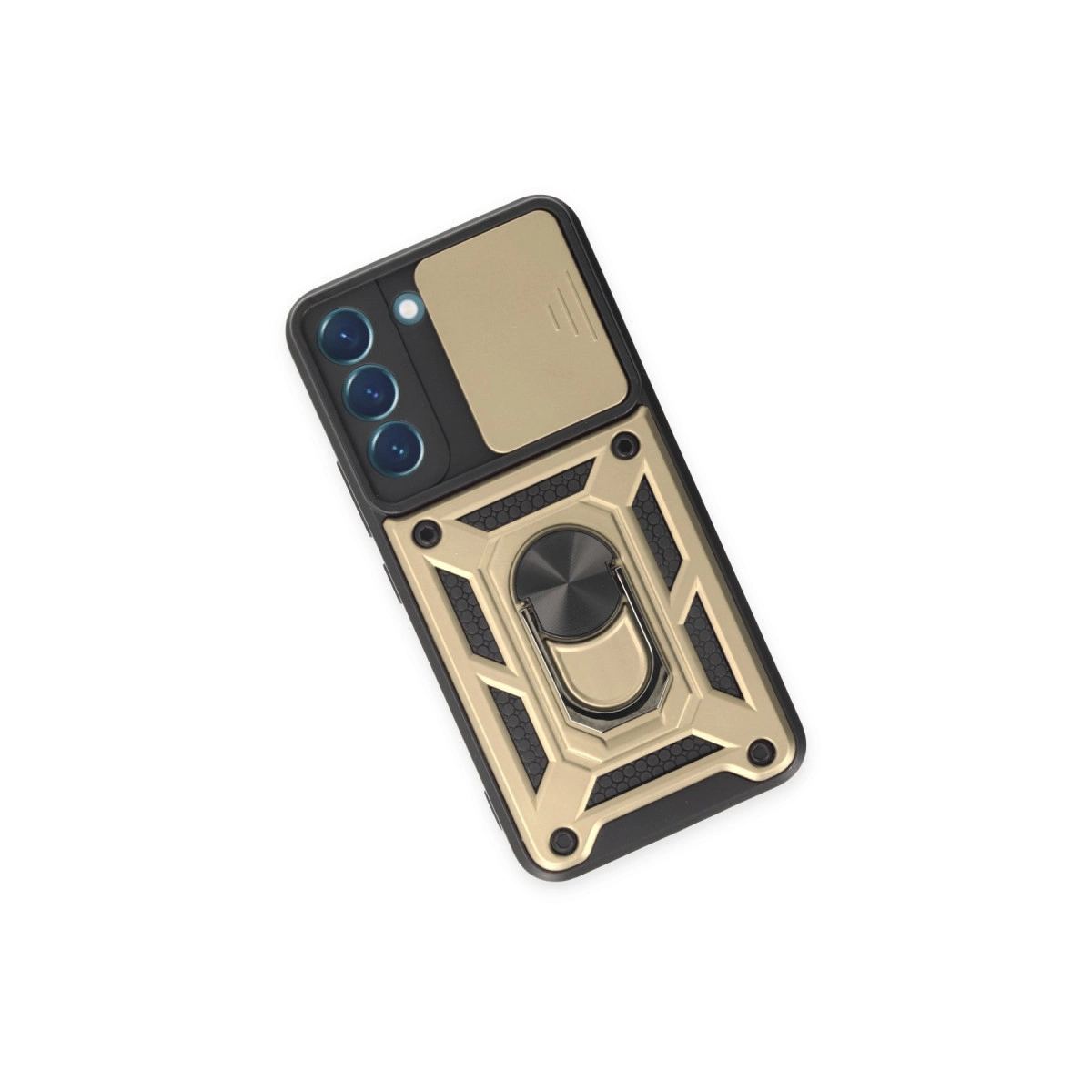 Samsung Galaxy S24 Kılıf Pars Lens Yüzüklü Silikon - Gold