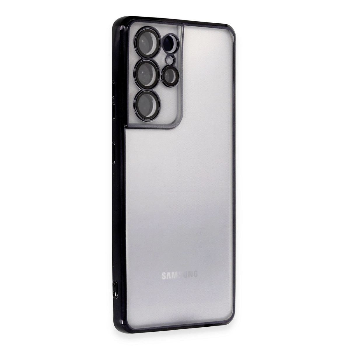 Samsung Galaxy S21 Ultra Kılıf Razer Lensli Silikon - Siyah