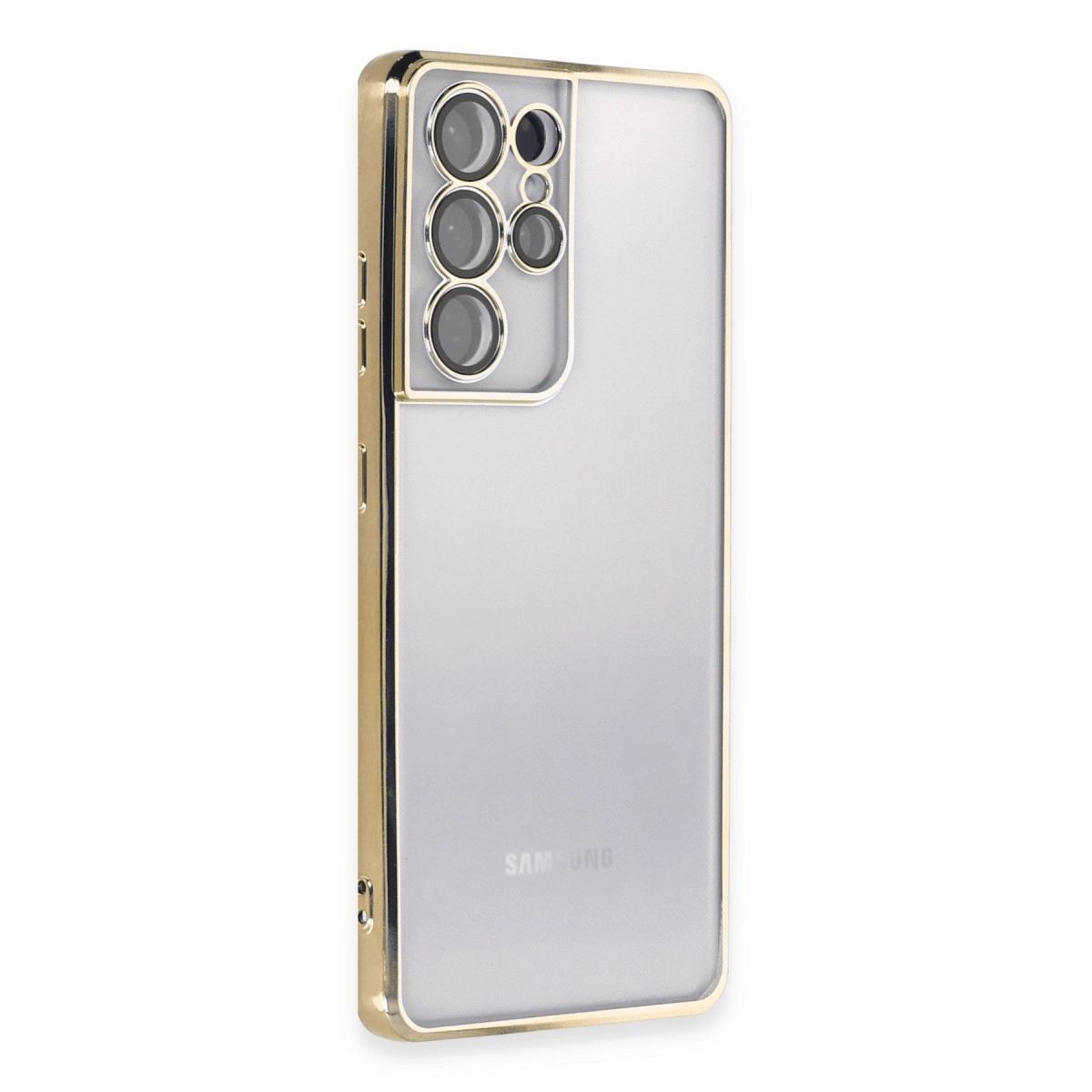 Samsung Galaxy S21 Ultra Kılıf Razer Lensli Silikon - Gold