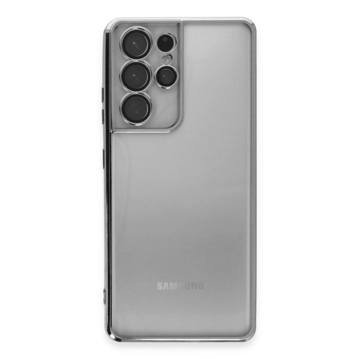 Samsung Galaxy S21 Ultra Kılıf Razer Lensli Silikon - Gümüş
