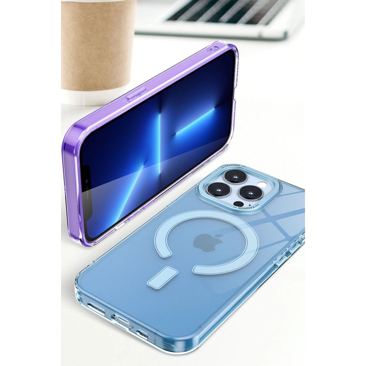 Apple İphone 14 Pro Max Kılıf Troy Magsafe Kapak - Mor