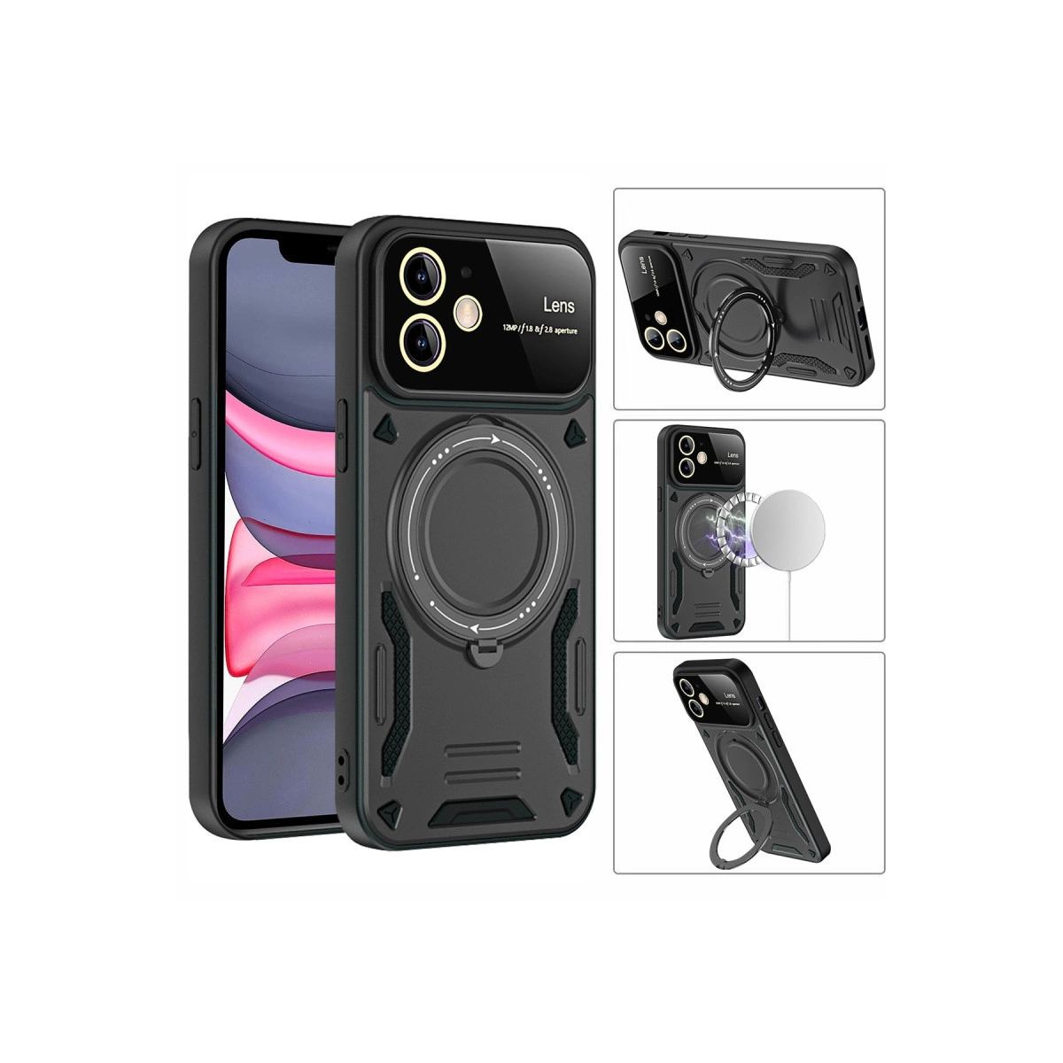 Apple İphone 11 Kılıf Joy Lens Standlı Kapak - Mor