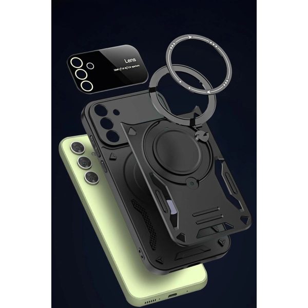 Samsung Galaxy S24 Fe Kılıf Joy Lens Standlı Kapak - Siyah