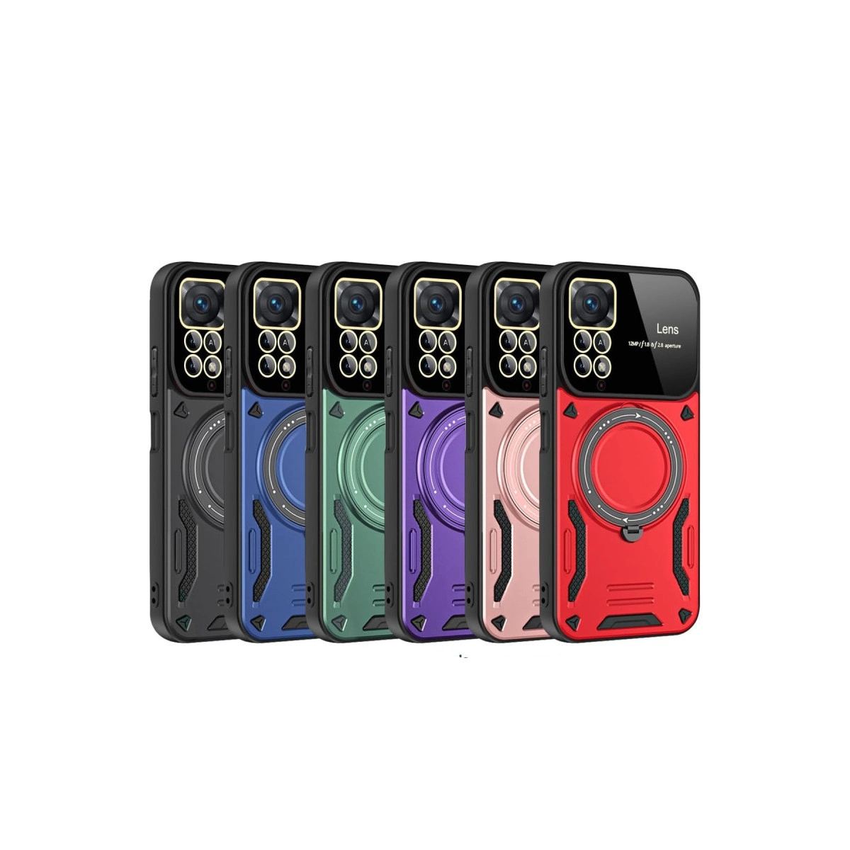 Xiaomi Redmi Note 11 Pro Kılıf Joy Lens Standlı Kapak - Koyu Yeşil