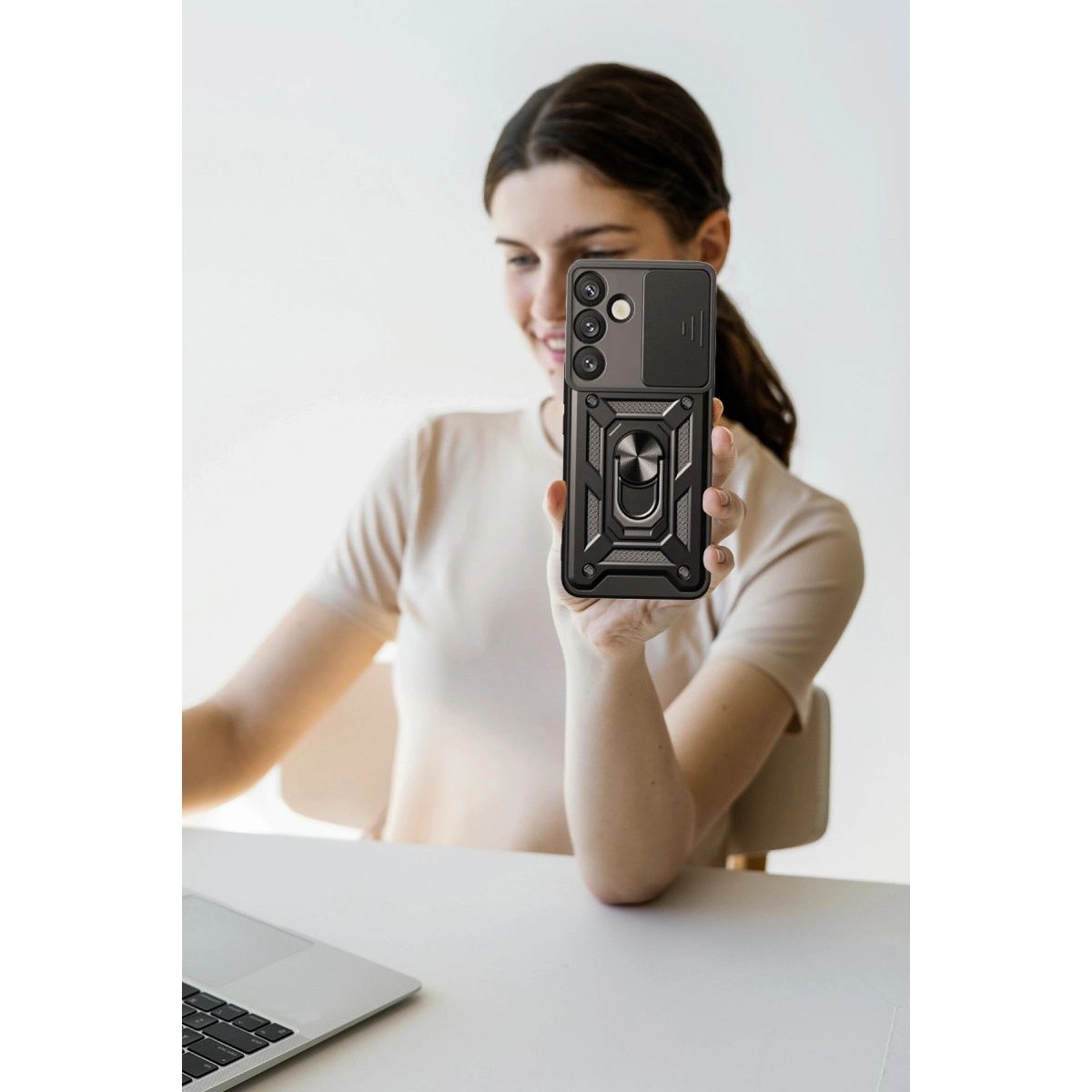Samsung Galaxy S25 Plus Kılıf Pars Lens Yüzüklü Silikon - Yeşil