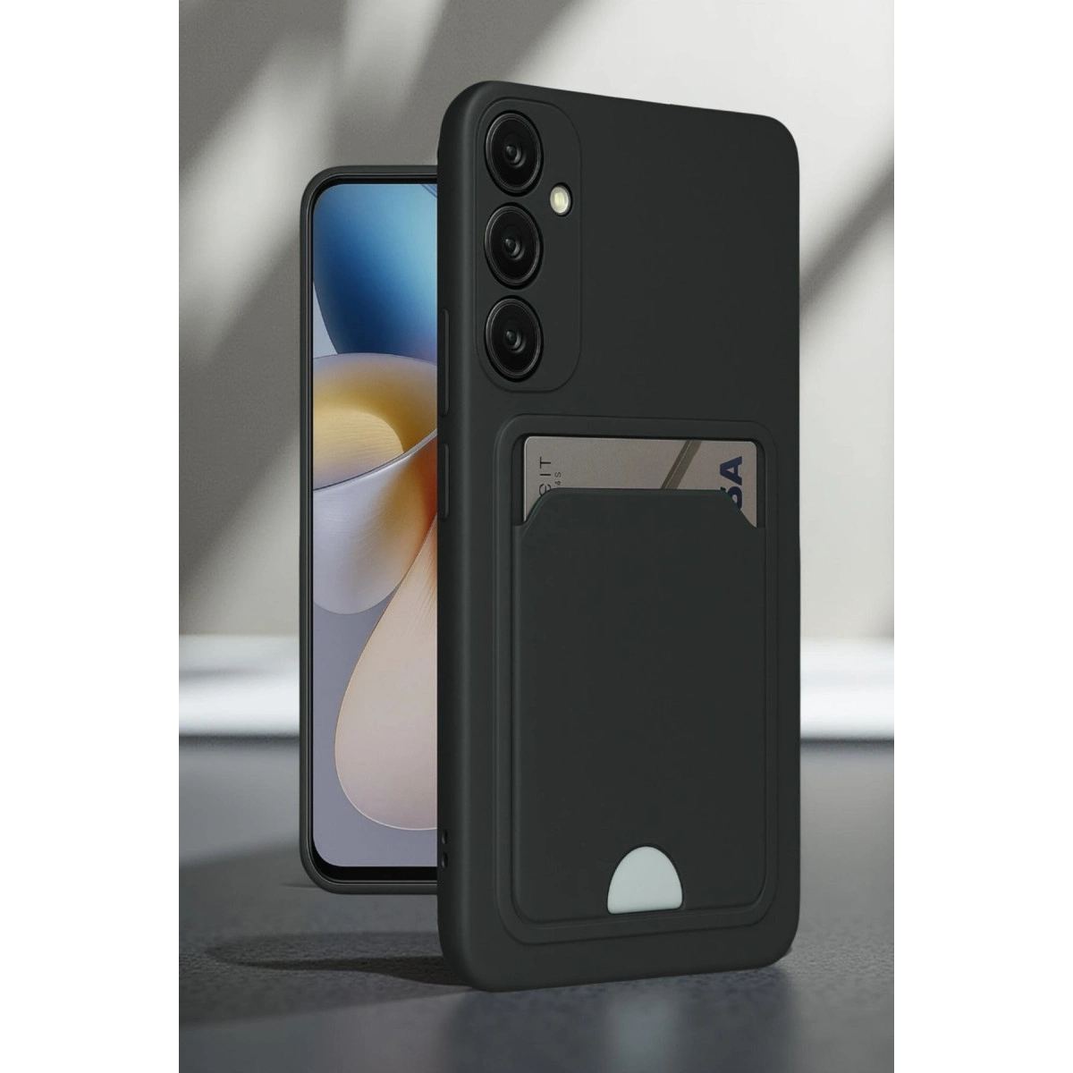 Samsung Galaxy A16 5g Kılıf Kelvin Kartvizitli Silikon - Siyah